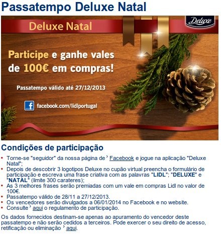 Passatempo Natal | LIDL |, até 27 dezembro