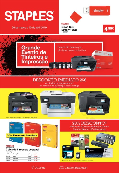 Antevisão Folheto STAPLES Promoções de 26 març