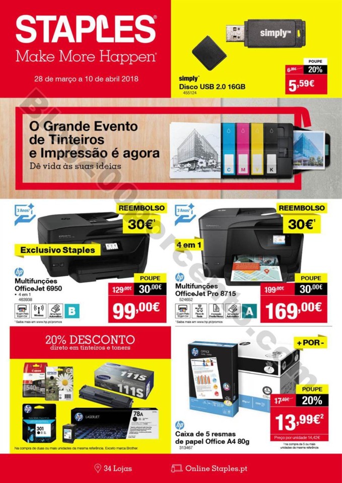 Antevisão folheto STAPLES Promoções de 28 març