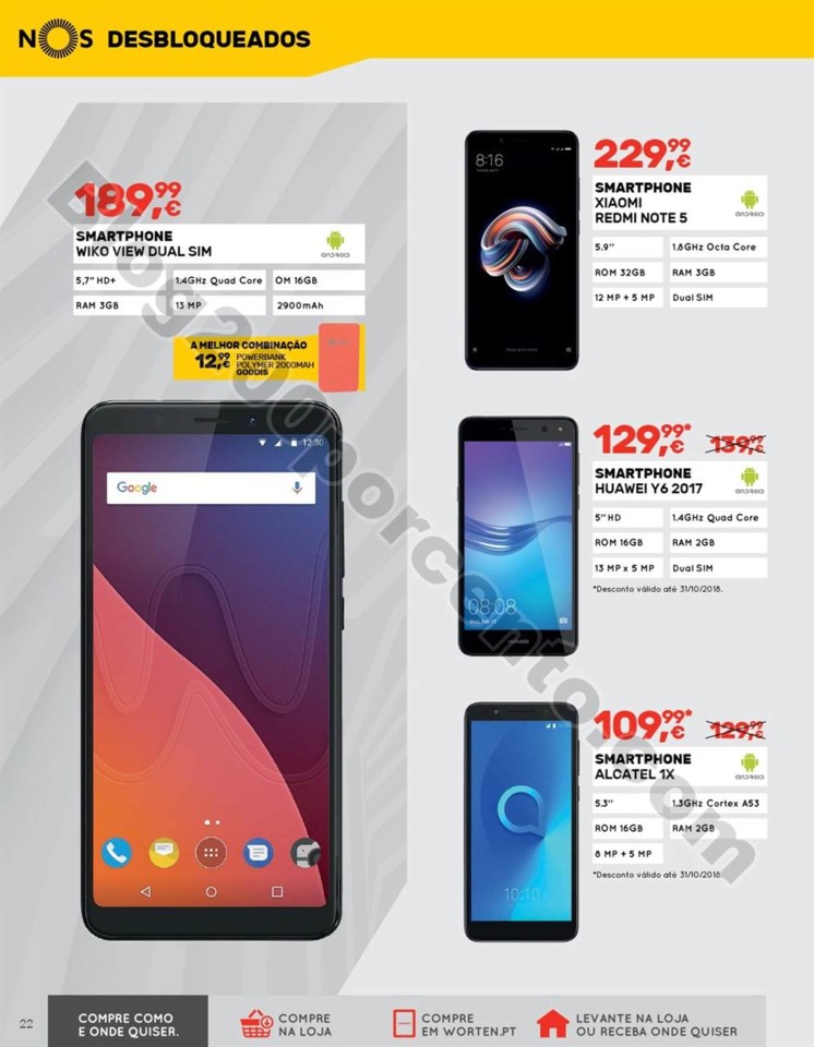 Antevisão Folheto WORTEN mobile promoções de 4 