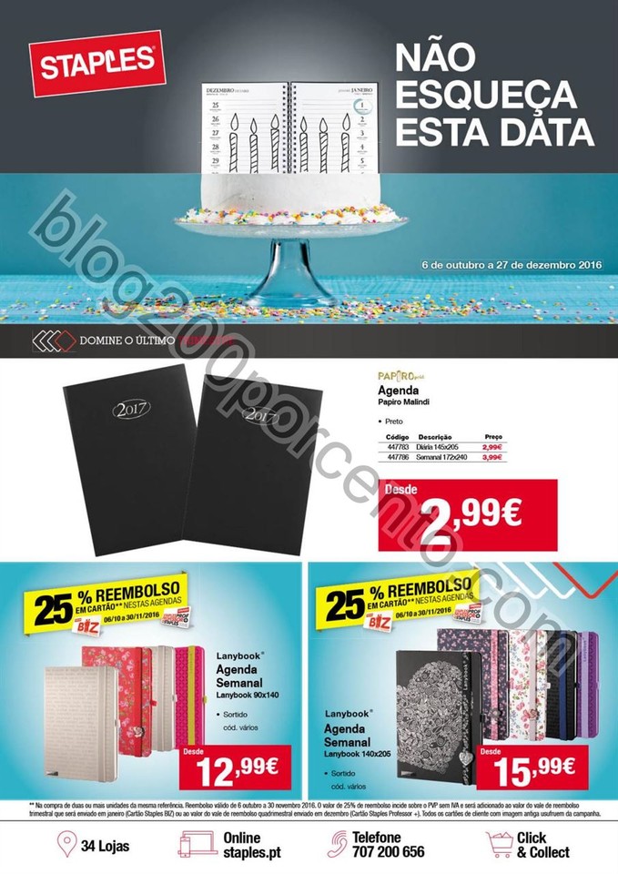 Antevisão Folheto STAPLES Agendas promoções de 