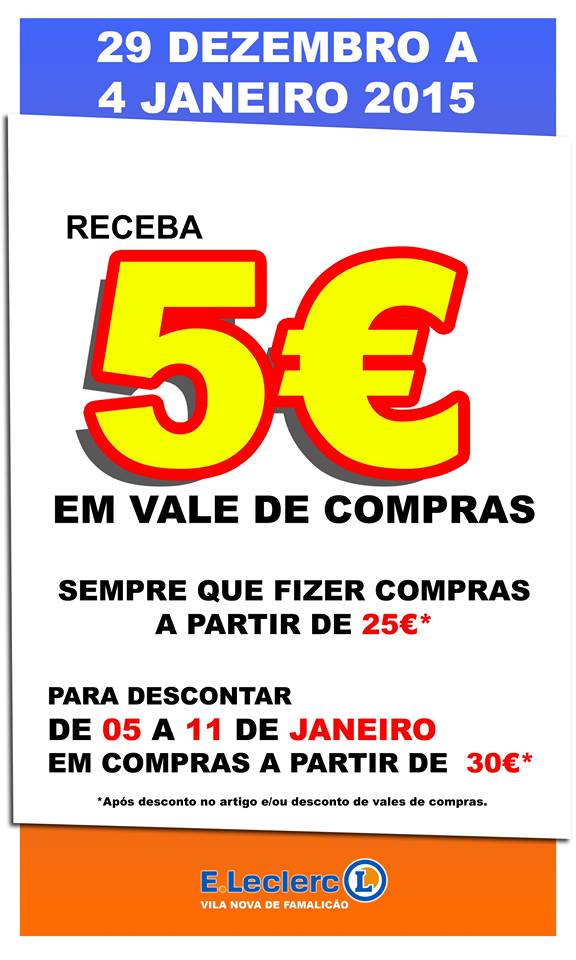 Desconto de 5€ em 25€ de compras E-LECLERC Fam