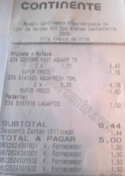 Resultado da acumulação com vales CONTINENTE Aquafresh