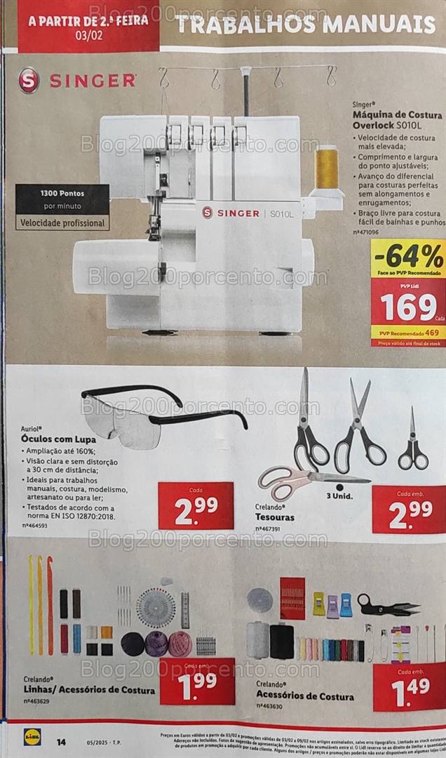Antevisão Folheto LIDL Especial Costura Promoções de 3 a 9 fevereiro