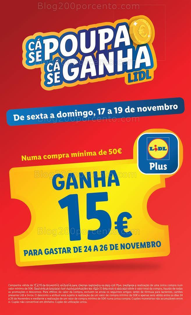 ALERTA - Oferta de 15€ LIDL Promoções de 17 a 19 novembro