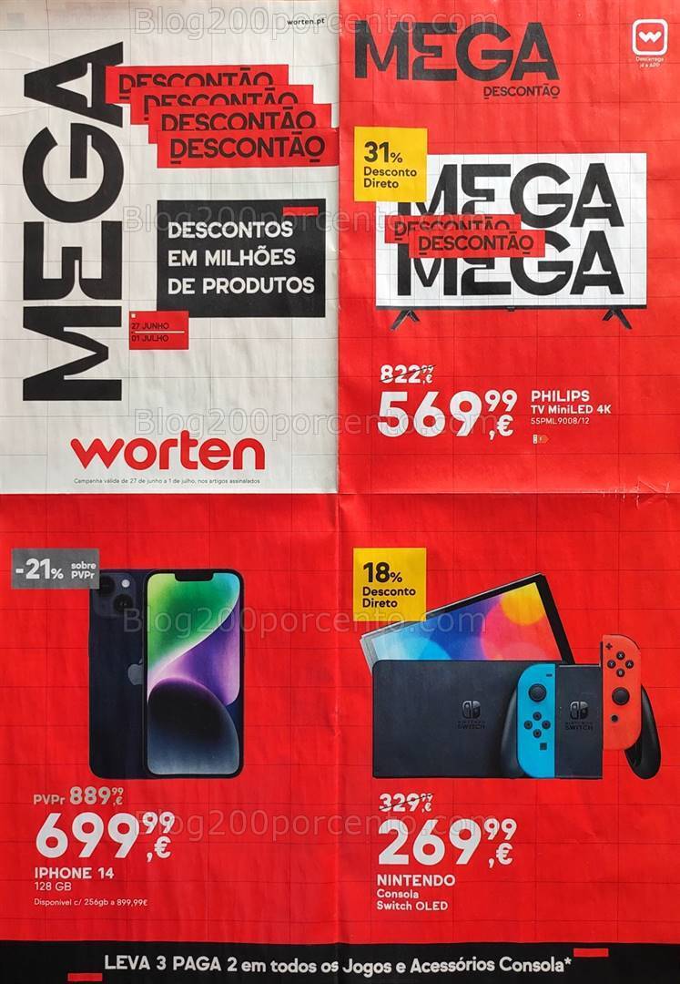 Antevisão Folheto WORTEN Mega Descontão Promoções de 27 junho a 1 julho