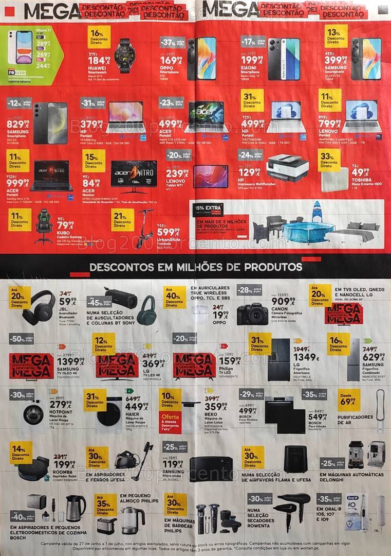 Antevisão Folheto WORTEN Mega Descontão Promoções de 27 junho a 1 julho