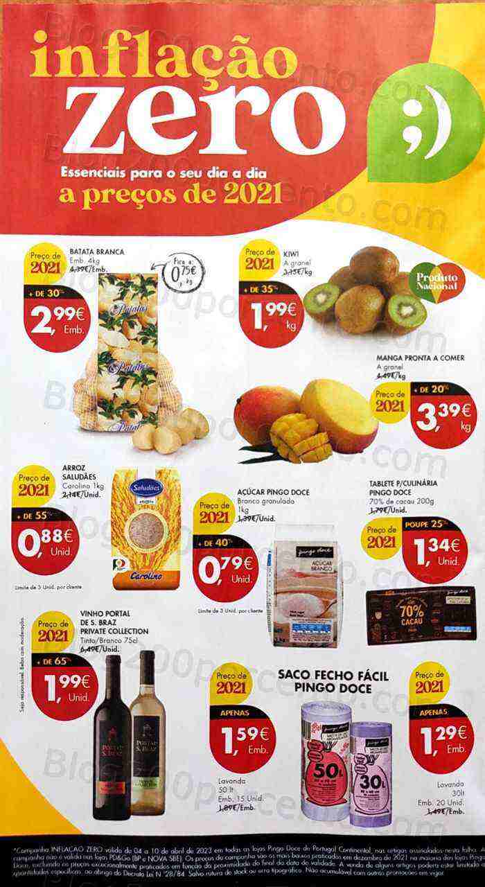 Antevisão Folheto PINGO DOCE Inflação Zero Promoções de 4 a 10 abril