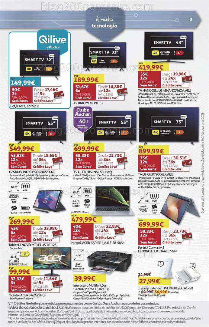 Antevisão Folheto AUCHAN Tecnologia Promoções 3 a 17 agosto