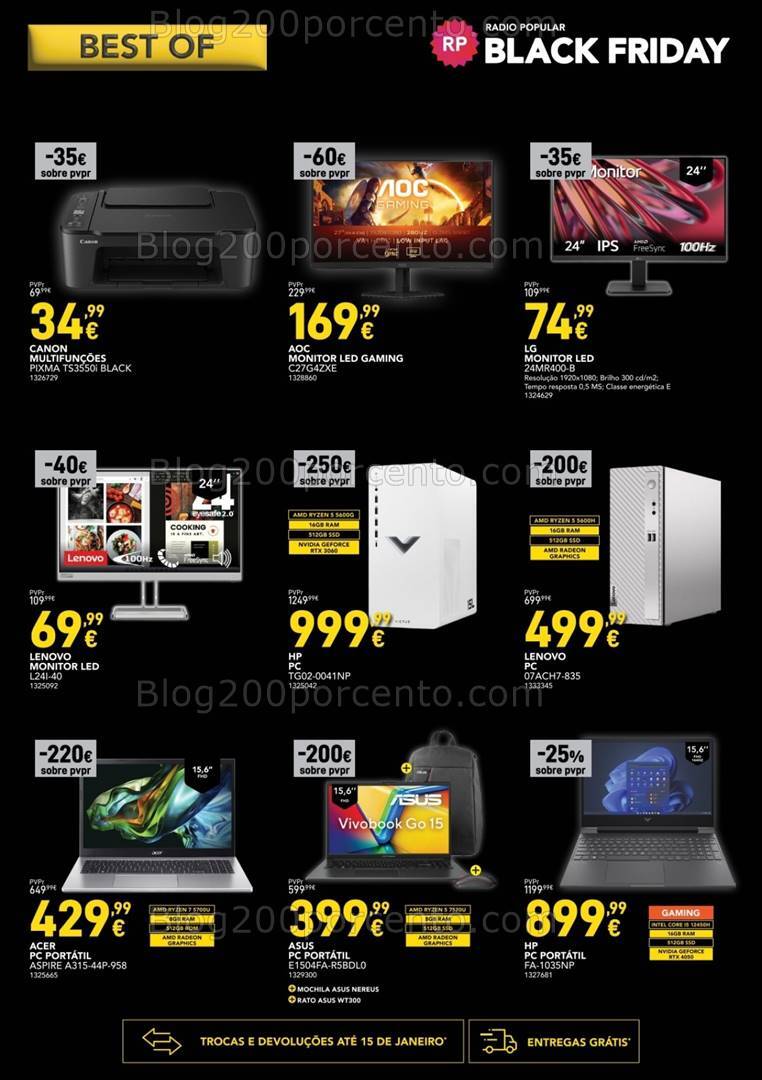 Antevisão Folheto RADIO POPULAR Best Of Black Friday Promoções até 2 dezembro