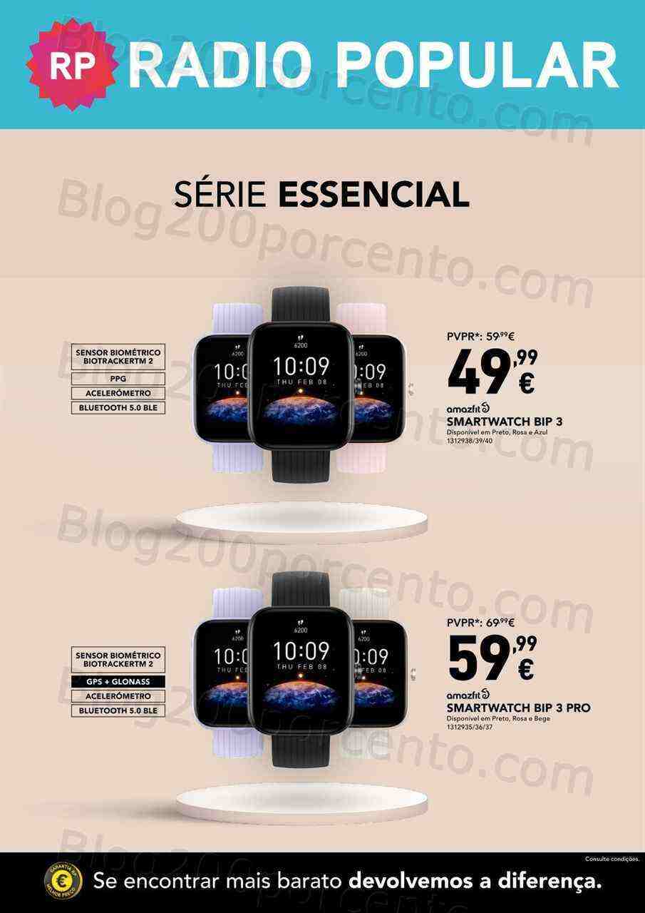 Antevisão Folheto RADIO POPULAR Smartwatches Promoções de 6 março a 8 abril