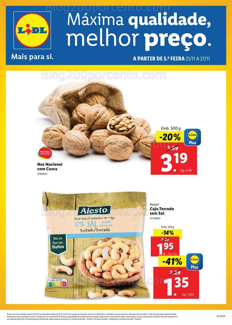 Antevisão Folheto LIDL Extra VNG Promoções de 21 a 27 novembro