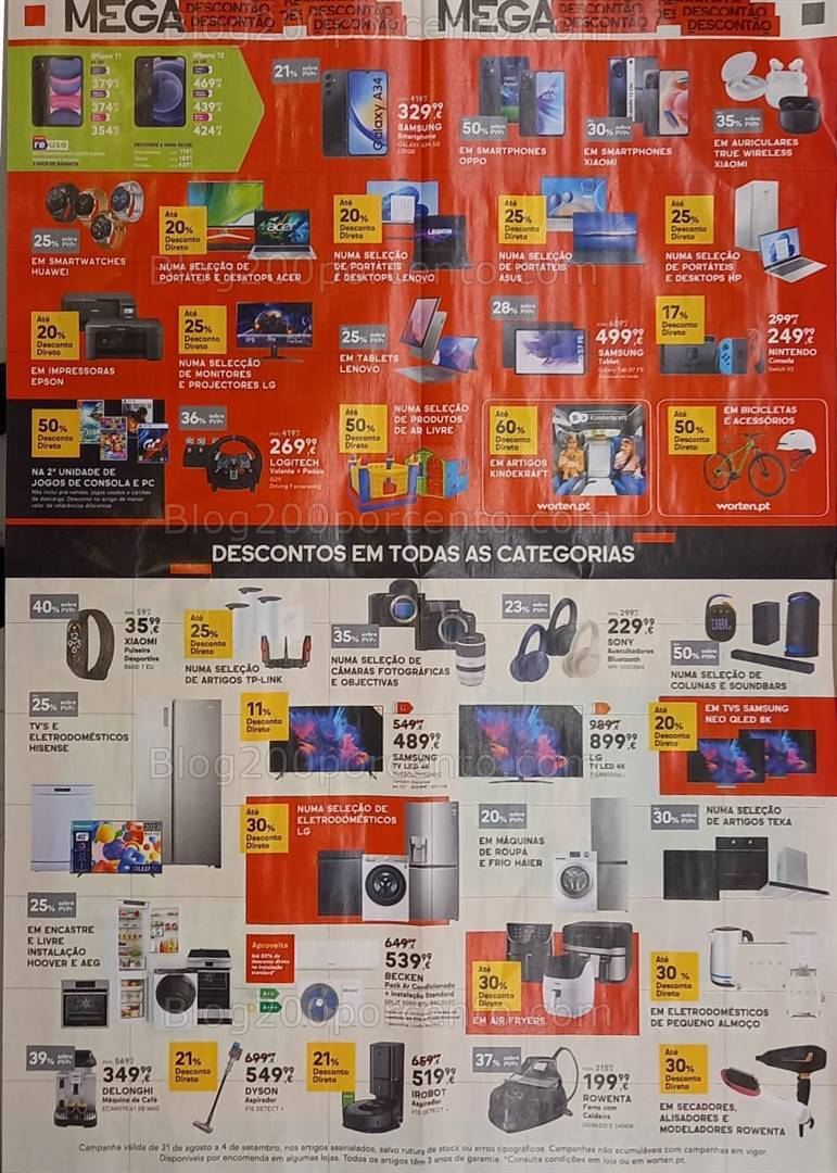 Antevisão Folheto WORTEN Mega Descontão Promoções 31 agosto a 4 setembro