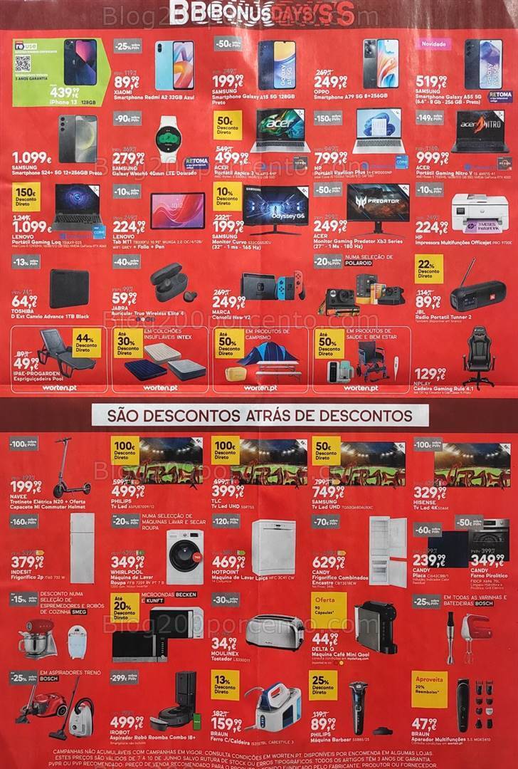 Antevisão Folheto WORTEN Bonus Days Promoções de 7 a 10 junho