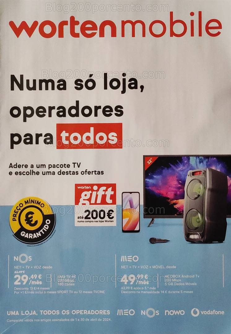 Antevisão Folheto WORTEN Mobile Promoções de 1 a 30 abril